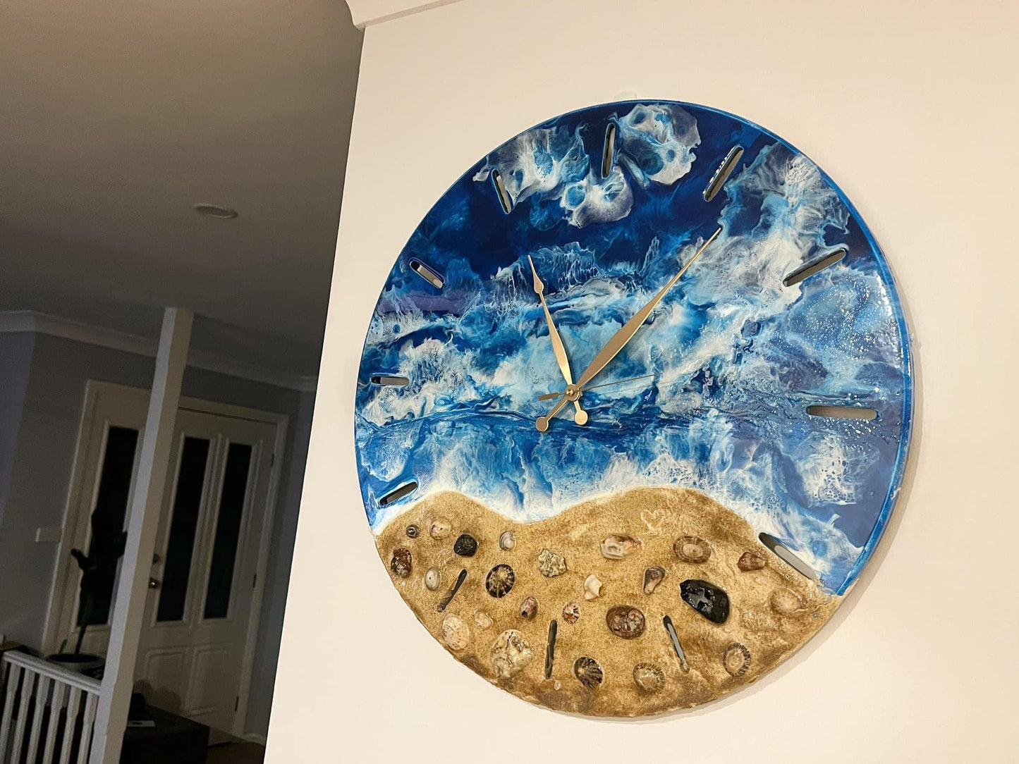 Mixed Ocean Clock with Gold hands - Made to order