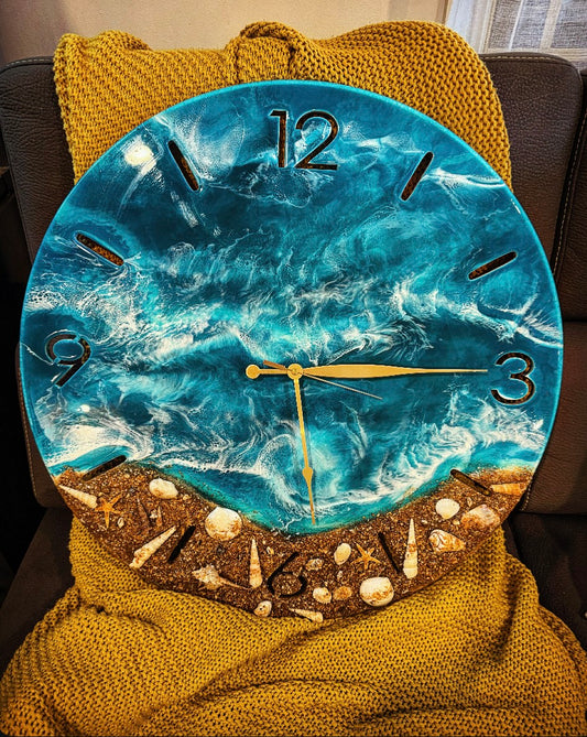 60cm Turquoise Ocean Clock